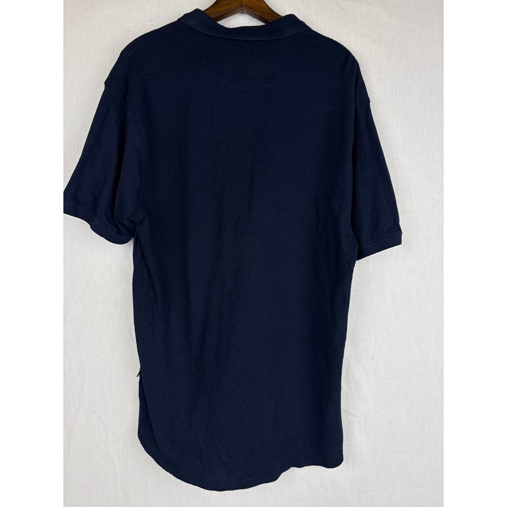 Kenneth Cole New York Mens Navy Blue XL Polo Shirt Textured Short Sleeve - Picture 7 of 15